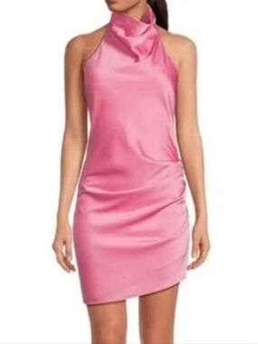 NWT Gianni Bini Peyton Satin Mini Sheath Dress: Color- Pop Pink: Size- 6